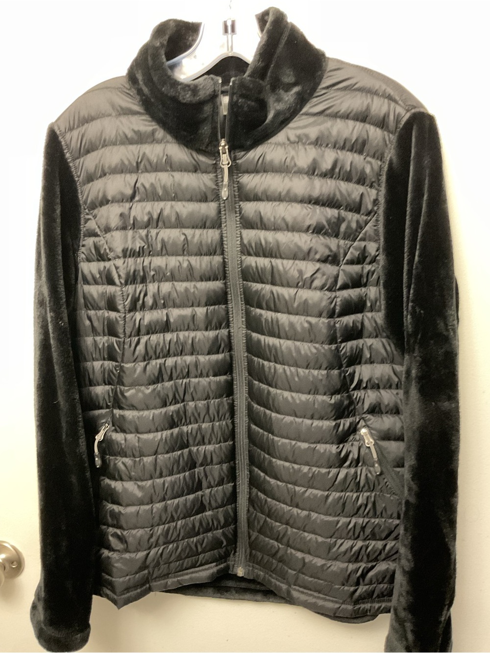Black Quilted Faux-Fur Trim Jacket - Women